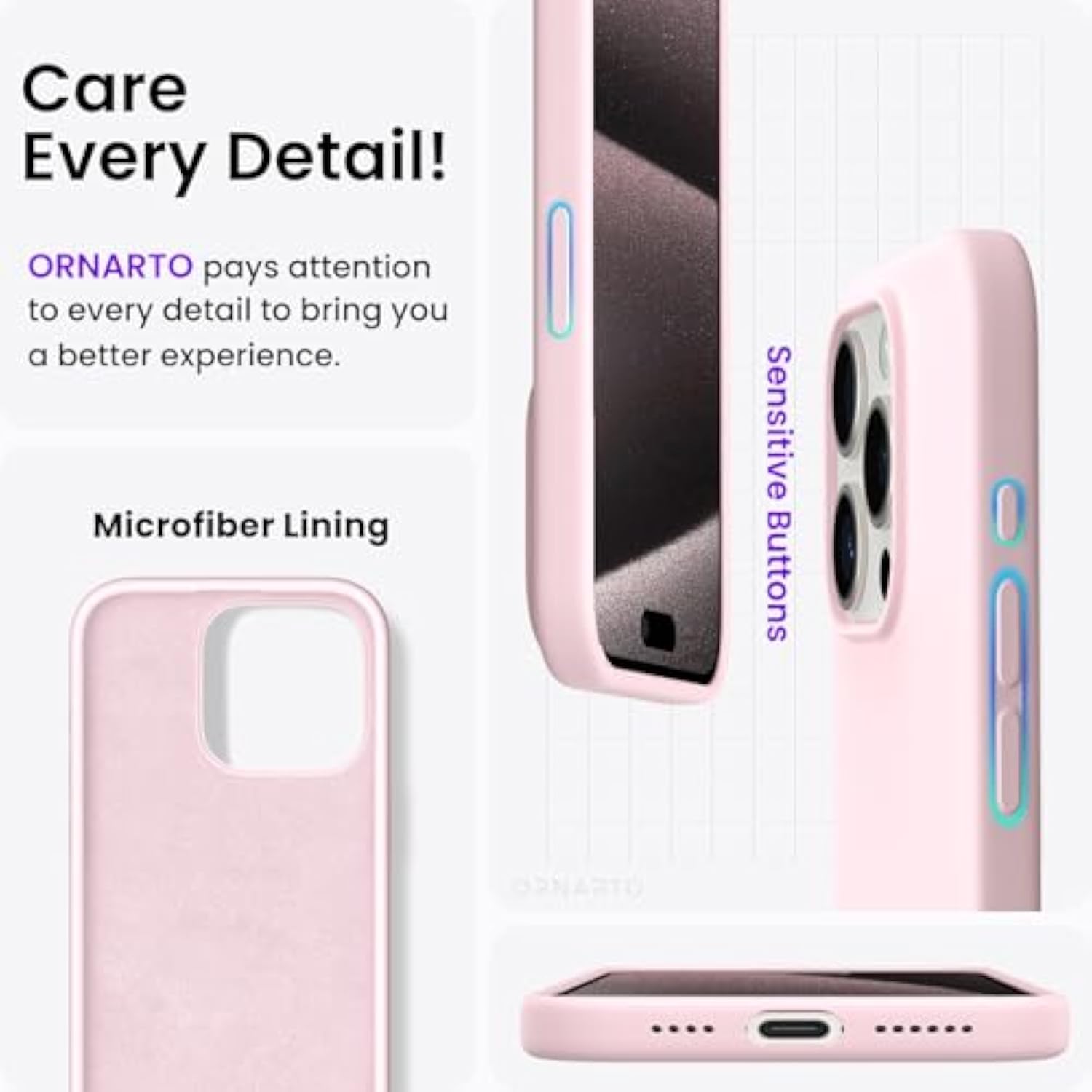 Iphone 15 Pro Max 6.7 Inch Slim Silicone Shockproof Case Chalk Pink
