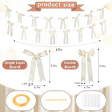 16 Pcs Ivory White Fall Bow Garland Ribbon Banner, Satin Fall Bows Mantel Fireplace Decorations For Autumn Party Thanksgiving Halloween Birthday Wedding Baby Shower Bridal Shower Bachelorette Supplies