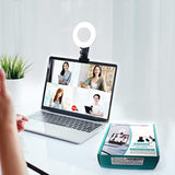 Dimmable 3200K-6500K LED Ring Light Clip-On for Laptop, Phone, and Monitor