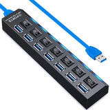 Usb Hub 3.0, 4-Port Usb 3.0 Data Hub With Individual Led Lit Power Switches [C