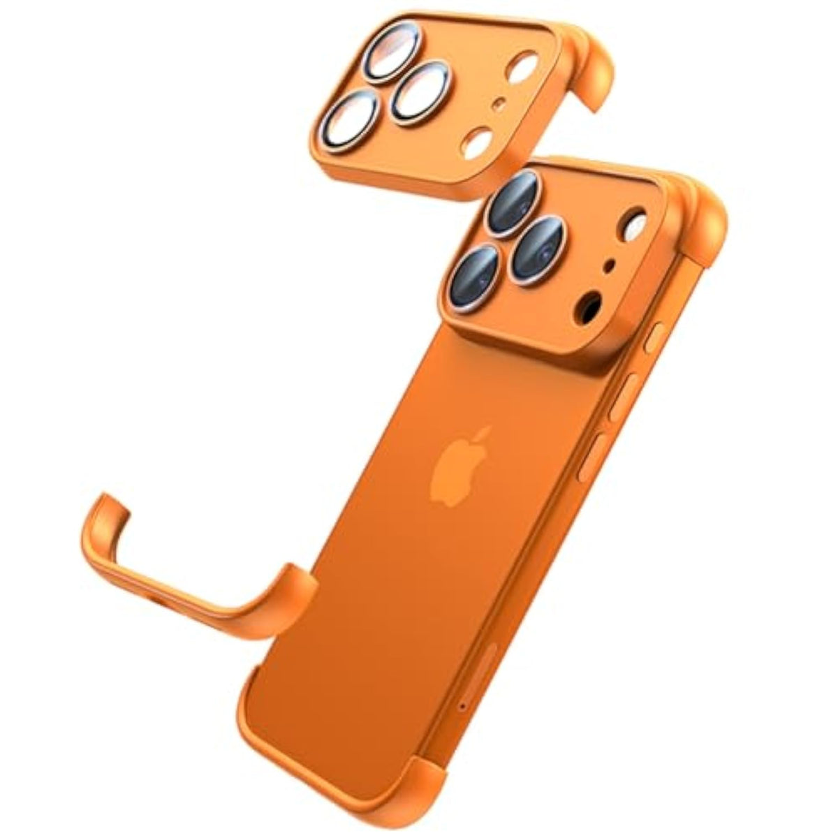 For Iphone 17 Pro Max Frameless Bumper Case With Camera Lens Protector, Compatible With Magsafe, Minimalist Slim Fit No Back No Frame Design Tpu Bumper Excellent Heat Dissipation (Orange)