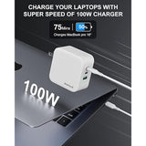 Nekteck 100W GaN USB C Charger, 3-Port PD 3.0 & QC 3.0 Fast Wall Charger, Compact Foldable Plug for MacBook Pro/Air, iPhone 15/14/13, iPad, Galaxy S23/S22, PixelBook, ThinkPad, Steam Deck and More