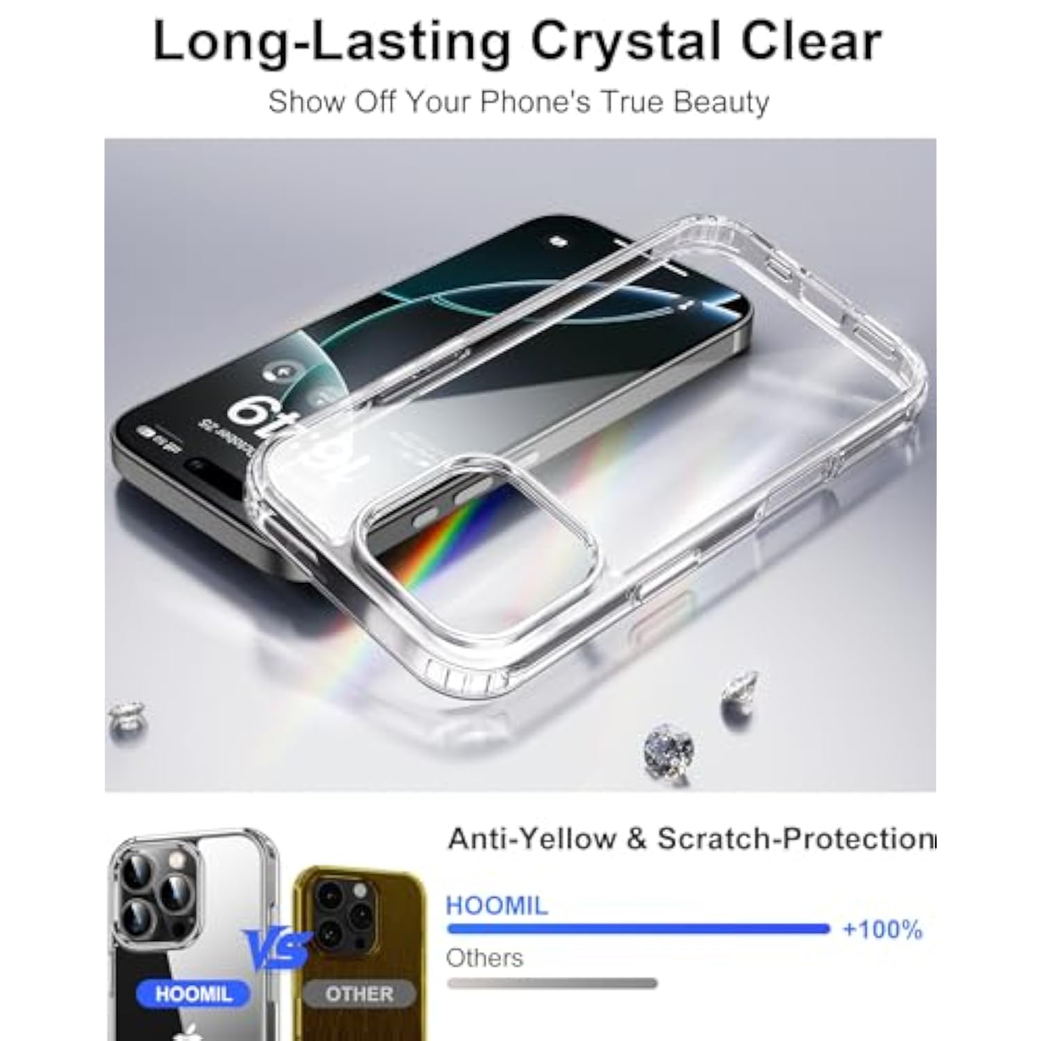 Crystal Clear Hard Back Phone Case for iPhone 16 Pro Max 6.9-Inch, Anti-Scratch Drop Protection, Non-Yellowing Transparent Cover