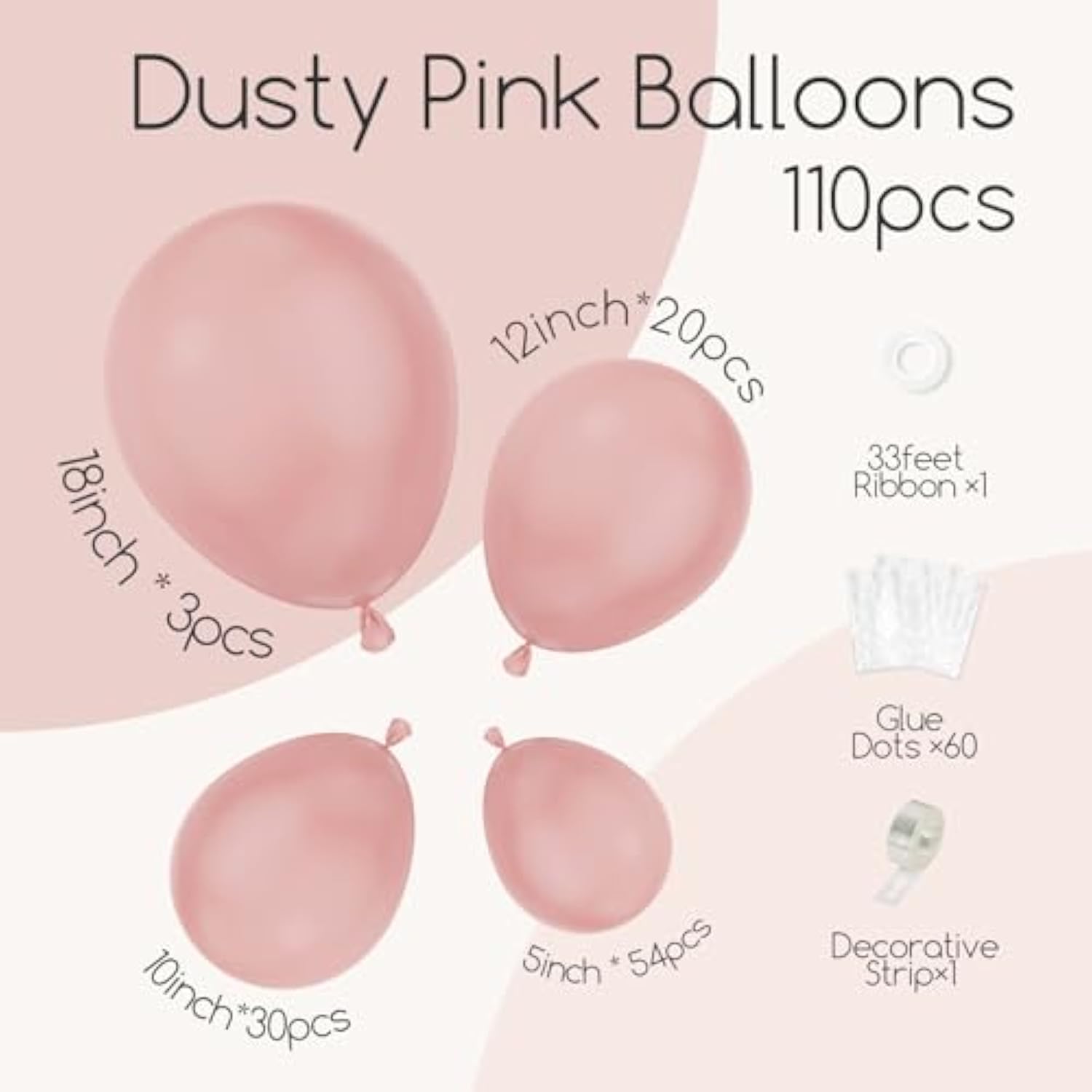 Dusty Pink Balloon Arch Kit: Boho Party Decor, Assorted Sizes