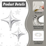 Silver Star Balloons,15Pcs Silver Star Foil Balloon,26/18/10 Inch Quadrangle Helium Balloons For Graduation Wedding Birthday Prom Anniversary Baby Shower Party Decorations