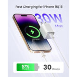 30W Fast Wall Charger, Usb C Charge Block With Gan Iii Tech, Pd3.0 Pps Foldable Charger For Iphone 16/15 And More Series, Galaxy, Ipad, Compatible With Magsafe (1 Pack)