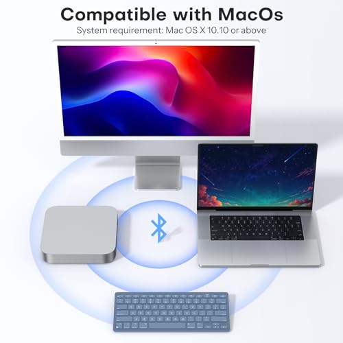 Keyboard For Mac, Wireless Keyboard For Mac, 14 Media Shortcuts, Stable Bluetooth & Ultra-Slim Portable, Compatible With Macbook Pro/Air/Imac, Blue