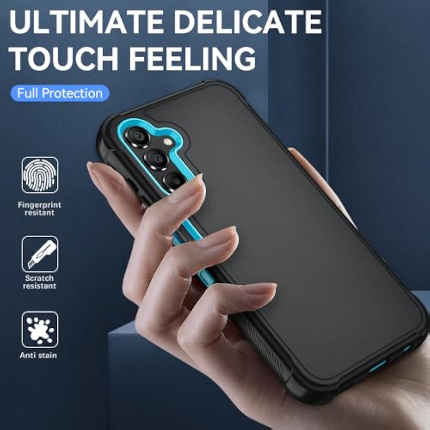 For Galaxy A14 5G Phone Case With Hd Screen Protector Heavy Duty [3 Layer] Hybrid Shock Proof Protective Rugged Bumper Pc And Tpu Cover Case For Samsung Galaxy A14 5G Phone (Black/Glacier)