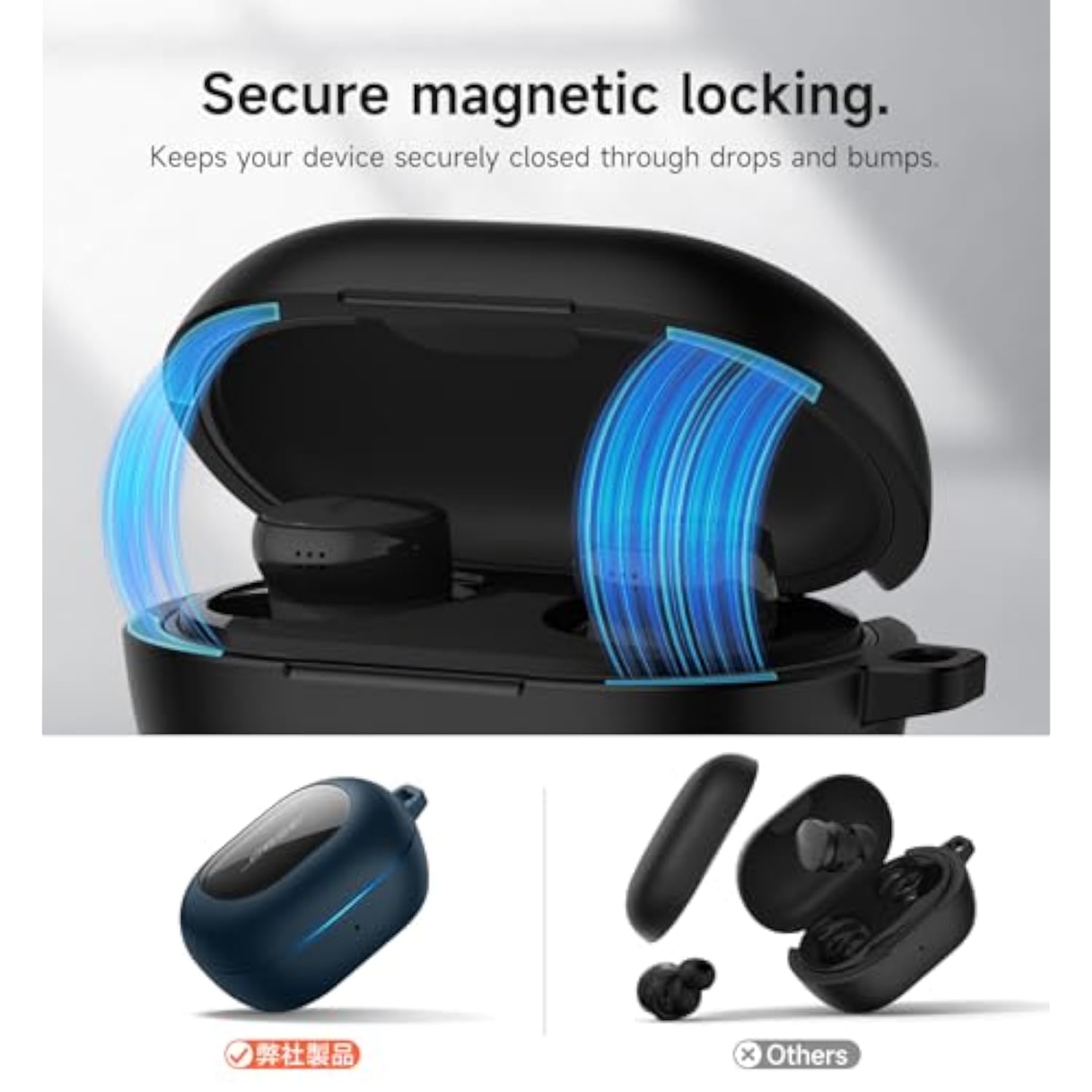 Magnetic Case for Bose QuietComfort Earbuds 2024, Rugged Shockproof Protective Cover with Magnetic Lok and Carabiner, Navy Color