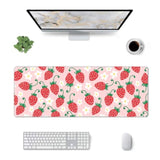 Pink Strawberry Mouse Pad, Large Desk Mat Xl Gaming Keyboard Mat Non-Slip Rubber Base Big Extended Desk Protector For Home Office 31.5"X11.8"