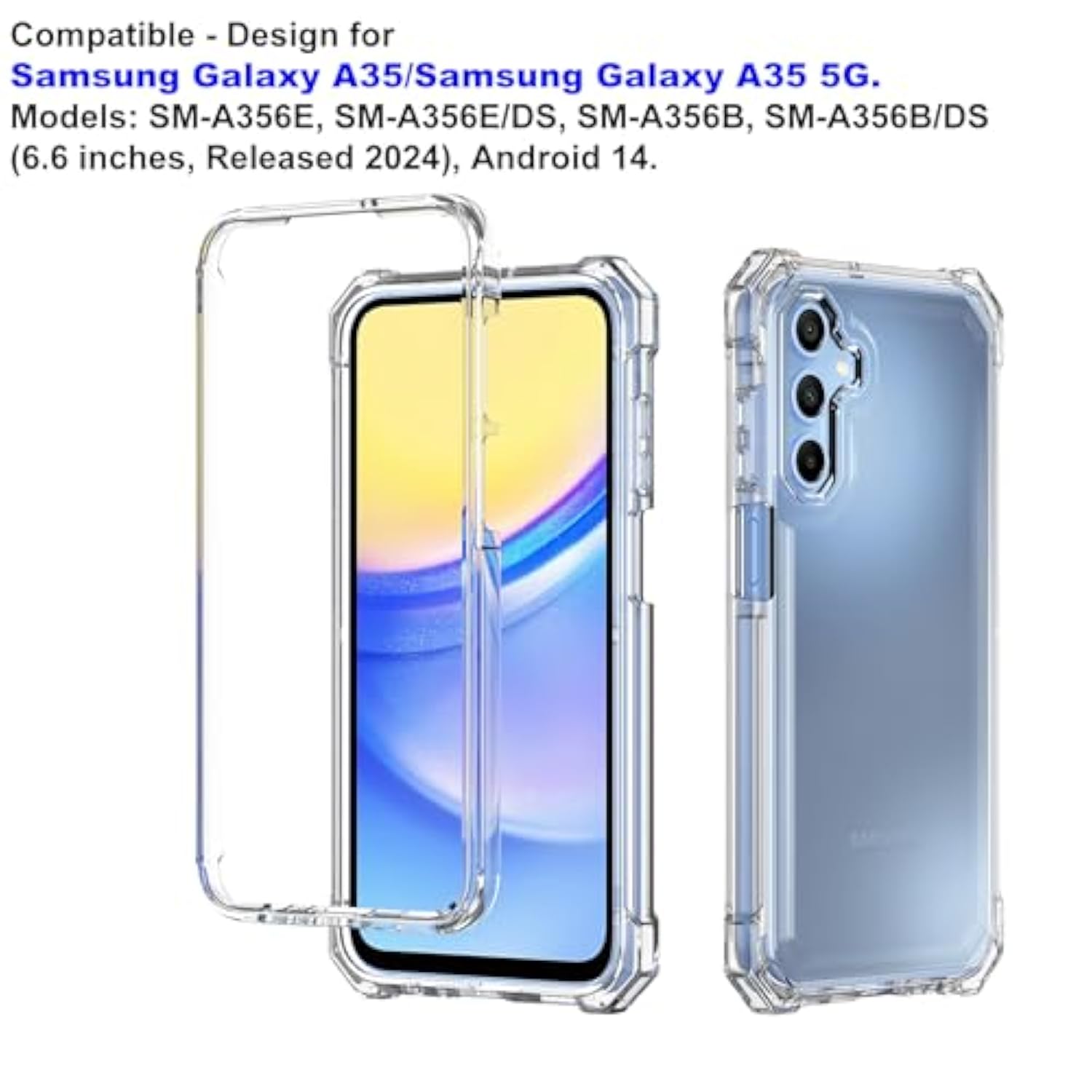 For Samsung Galaxy A35 5G Phone Case, Samsung A35 5G Case With Screen Protector, Dual Layer Structure Protection, Shockproof Corner Tpu Bumper, Heavy Duty Protective Cover For Galaxy A35-Clear