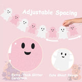 2PCS Halloween Ghost Banner Glitter White Pink Garland Party Birthday Decor
