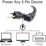 6Ft Premium Replacement Ac Power Cord - Durable Power Cable For Tv, Computer, Monitor, Appliance & More (24240), Pack Of 1