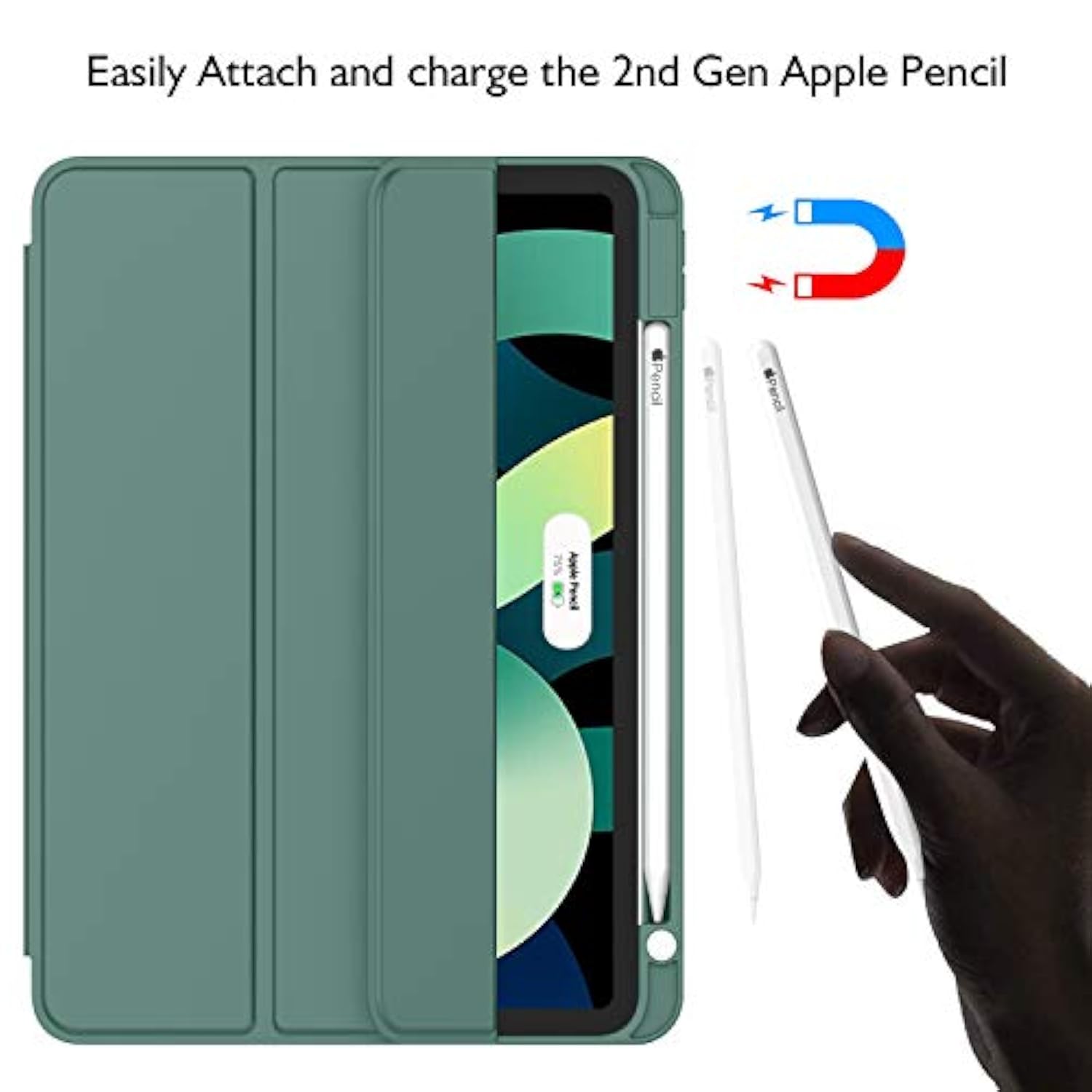 Air 11 Inch Case M3 2025 / M2 2024, Air Case 5Th Generation/4Th Generation 2022/2020 10.9 Inch [Support Touch Id And Auto Wake/Sleep](New Midnight Green)