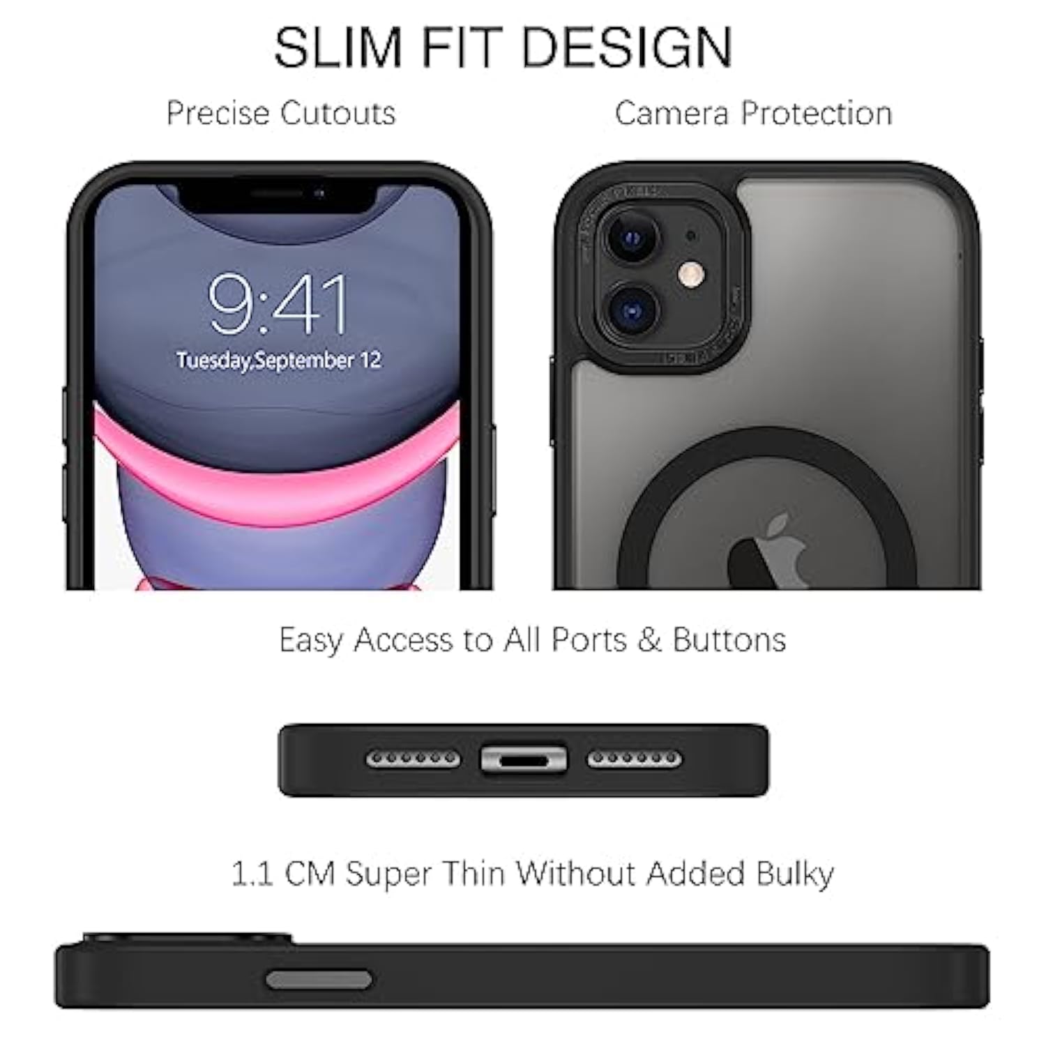 For Iphone 11 Phone Case, Phone Case For Iphone 11 Magnetic Case [Compatible With Mag Safe] Translucent Matte Slim Shockproof Anti-Fingerprint Protective Cover For Iphone 11 6.1’’ Black