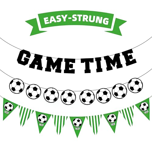 Game Time Soccer Banner 16ft Reusable 3 Strings for Party