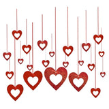 32 Pcs Pre-Assembled Hollow Laser Red Love Heart Hanging Swirl Decoration, Valentine'S Day Heart Hanging Swirls, Wedding Party Decorations, Ceiling Hanging Streamers For Wedding Anniversary Supplies