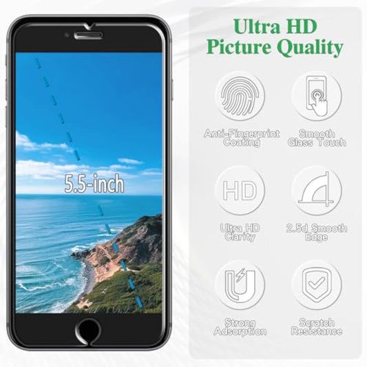 (3 Pack Tempered Glass For Iphone 8 Plus, Iphone 7 Plus, Iphone 6S Plus, Iphone 6 Plus 5.5-Inch Screen Protector, Case Friendly, Easy To Install, Bubble Free