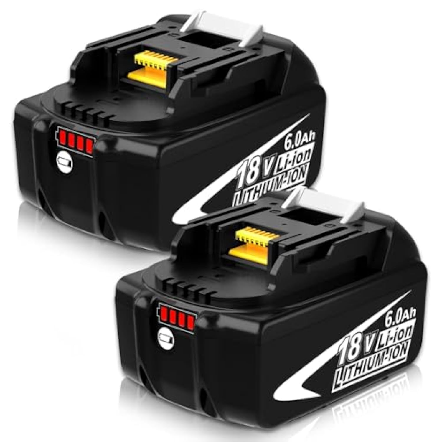 2Packs Bl1860B 18 Volt 6.0Ah Replacement Battery Compatible With Makita 18V Lithium Battery Bl1860 Bl1850B Bl1850 Bl1840 Bl1830 Bl1820 Bl1815B Lxt400 With Led Indicator Cordless Power Tools (White)