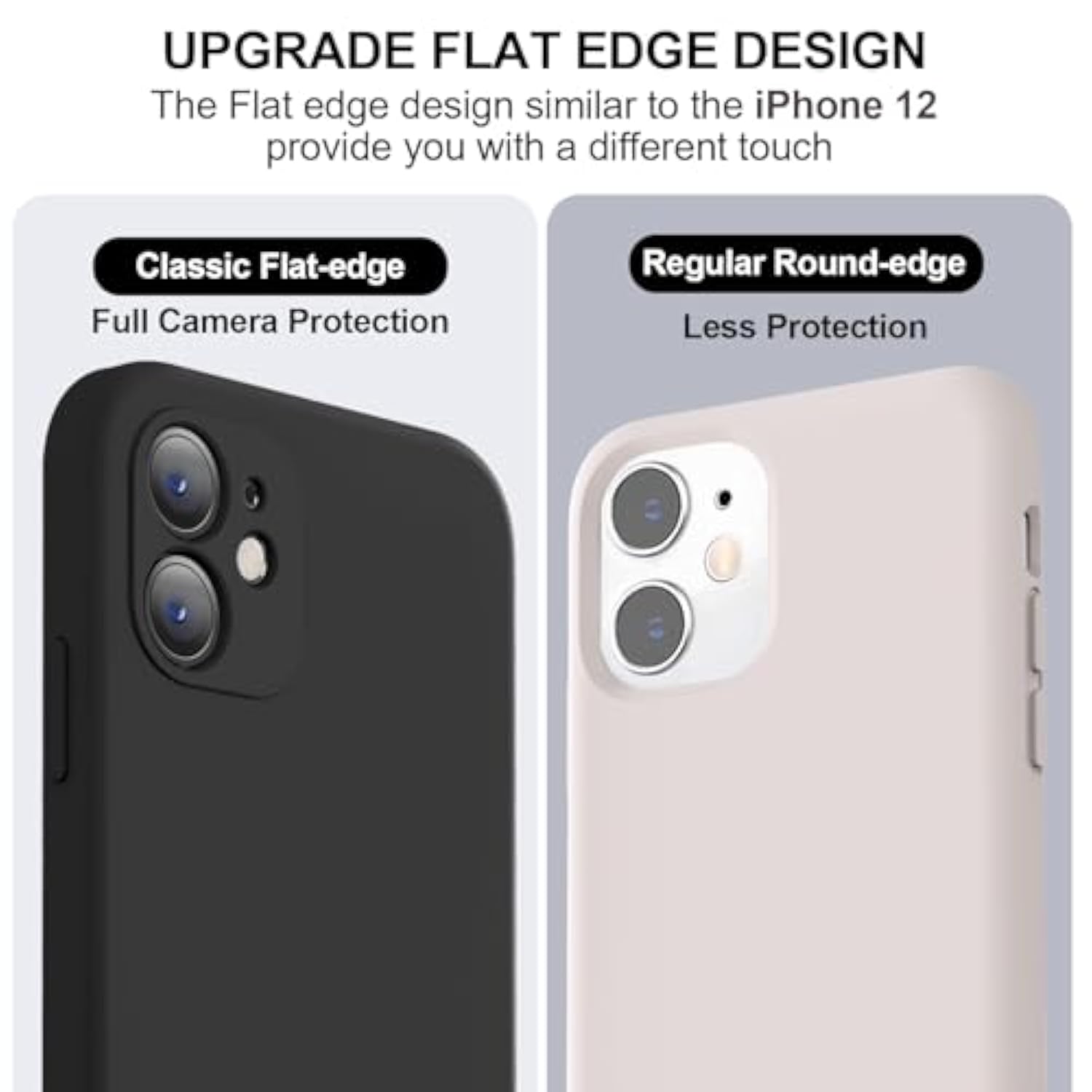 Compatible With 11 Case, Upgraded Liquid Silicone With [Flat Edges] [Camera Protection] [Soft Anti-Scratch Microfiber Lining] Phone Case For 11 6.1 Inch - Black