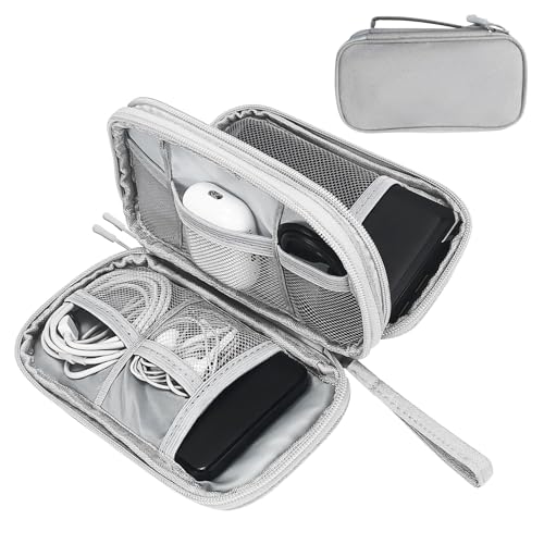 Electronics Organizer Travel Cable Charger Case, Dual Zipper Compartments For Gaming Console, Hard Drive, Cords - Portable Black Pouch Versatile Travel Organizer Durable Tech Bag