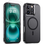 Magnetic For Iphone 16 Pro Case, [2 Pack Tempered Glass Screen Protector][Compatible With Magsafe][Military Grade Shockproof] Heavy Duty Tough Rugged Cover For Iphone 16 Pro (6.3") - Black