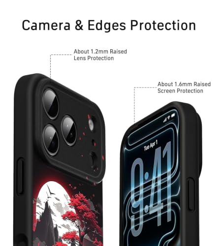 for 17 Pro Max Case Anime Compatible with Magsafe, Silicone Black Cute Japanese Anime Design Magnetic Shock Proof Heavy-Duty Protection Phone Case