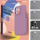 Compatible With 13 Pro Case With Screen Protector, (Camera Protection & Soft Microfiber Lining) Liquid Silicone Phone Case 6.1 Inch 2021, Lilac Purple