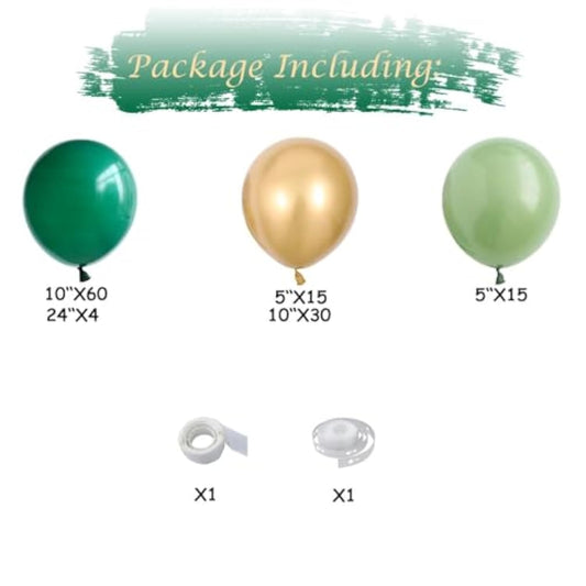 Green And Gold Balloons Arch Garland Kit 129Pcs Dark Emerald Green Sage Green Metallic Gold Balloon For Birthday Wedding Christmas New Year Eve Party Decorations