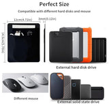 2-Pocket Ssd Holder For Laptop,Adhesive Pouch,Portable Hard Drive Sleeve For Laptop,Compatible With External 2.5" Hdd, Magic Mouse, Externa Hard Drive,Usb Cable And More Holder - Black