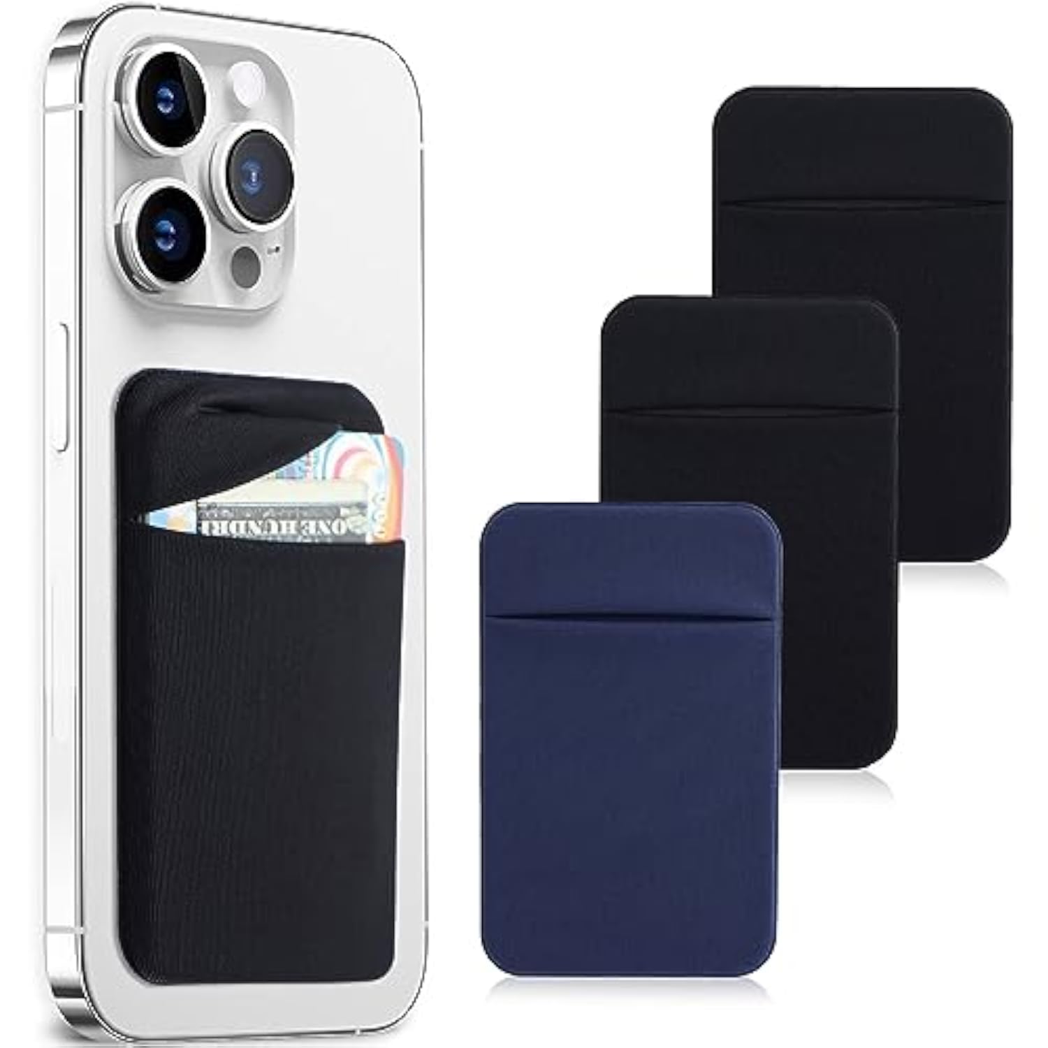 Phone Case Card Holder with Spandex Material, Stretchy Phone Wallet Stick On