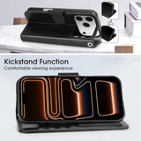 iPhone 17 Pro Max Case with Wallet, Card Holder, and Wristlet Strap, 6.9 inch, Black, RFID Blocking, Kickstand