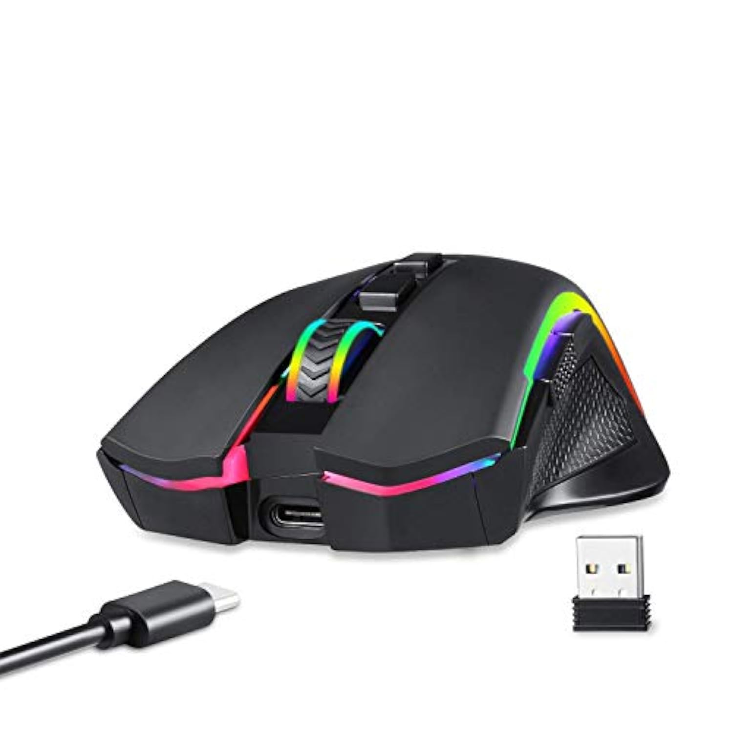 Redragon M602 Griffin RGB Gaming Mouse, RGB Spectrum Backlit Ergonomic Mouse with 7 Programmable Backlight Modes up to 7200 DPI for Windows PC Gamers (Black, Wireless)