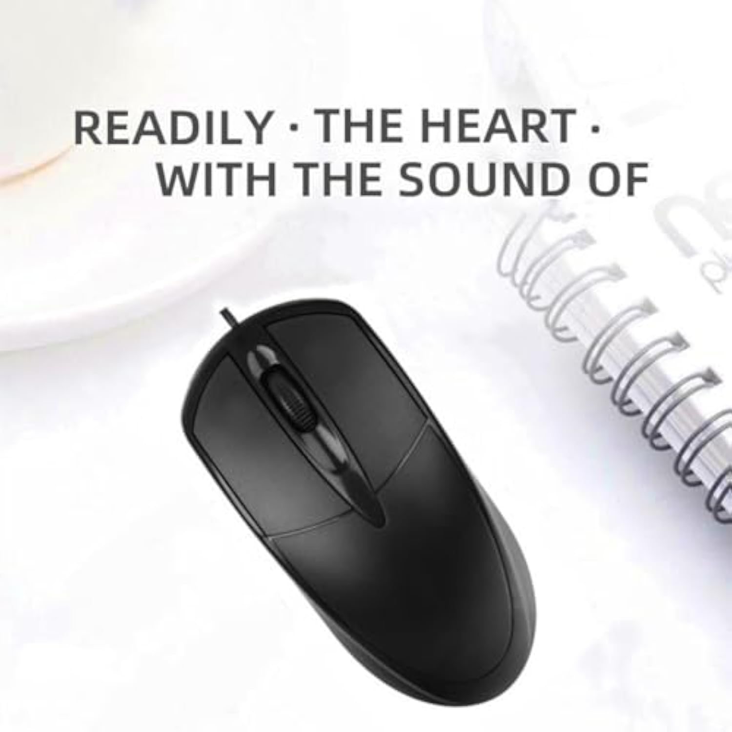 Wired Usb Computer Mouse - Silent Click, Ergonomic Comfort Grip, Braided Cable, Plug And Play, For Pc, Laptop And Desktop (Black)