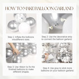 132pcs Silver White Balloon Arch Kit for Wedding Baby Shower Graduation Party Decor