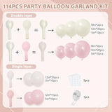 Pearl Pink & White Balloon Garland Kit: Double Stuffed Pastel Balloons