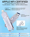 Mfi Certified 512Gb Flash Drive Photo Stick For Iphone, External Memory Photo Keeper Storage For Data Saver/Backup/Transfer Files/Picture/Video/Iphone/Ipad/Ios/Android/Pc (Gray)Available Space: ~484Gb