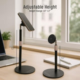 Magnetic Fast-Charging Desk Phone Stand (Adjustable Height) Compatible with MagSafe, Tall Wireless Charger, Heavy Metal Base (15W) Desktop iPhone