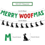Glittery Merry Woofmas Banner With Dog Wear Santa Hat Signs Green Red Merry Christmas Fireplace Wall Garland Xmas Holiday Party Decorations