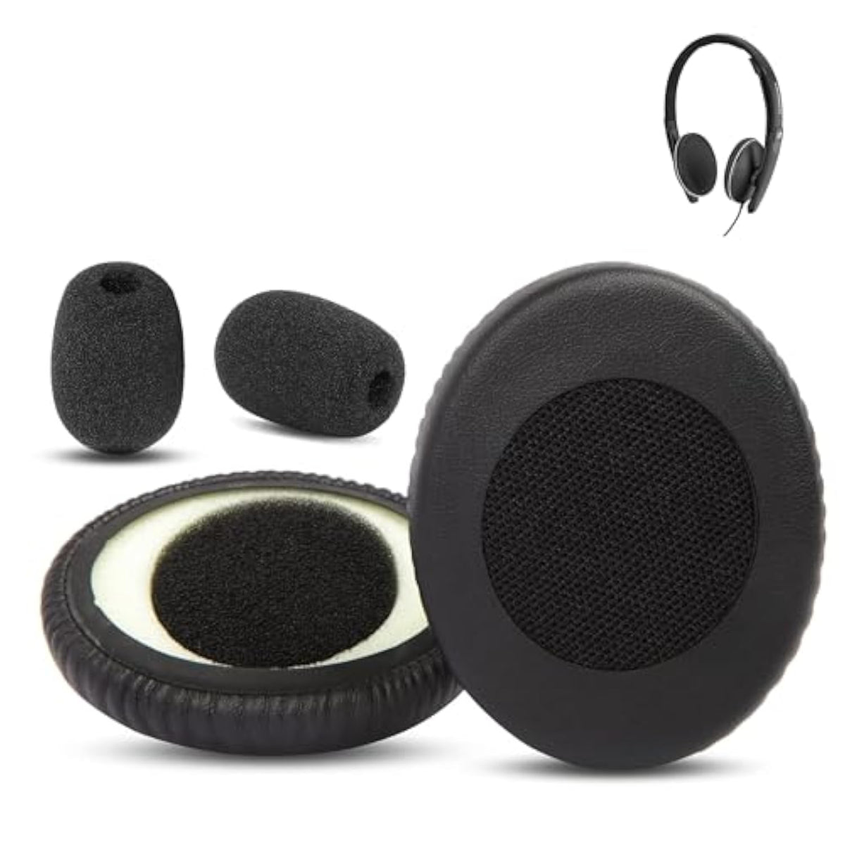 Prime Earpads Replacement Compatible With Sennheiser Sc160 Sc165 Sc130 Sc135 Usb Headphones Ear Pads Cushion(Protein Leather/Memory Foam)