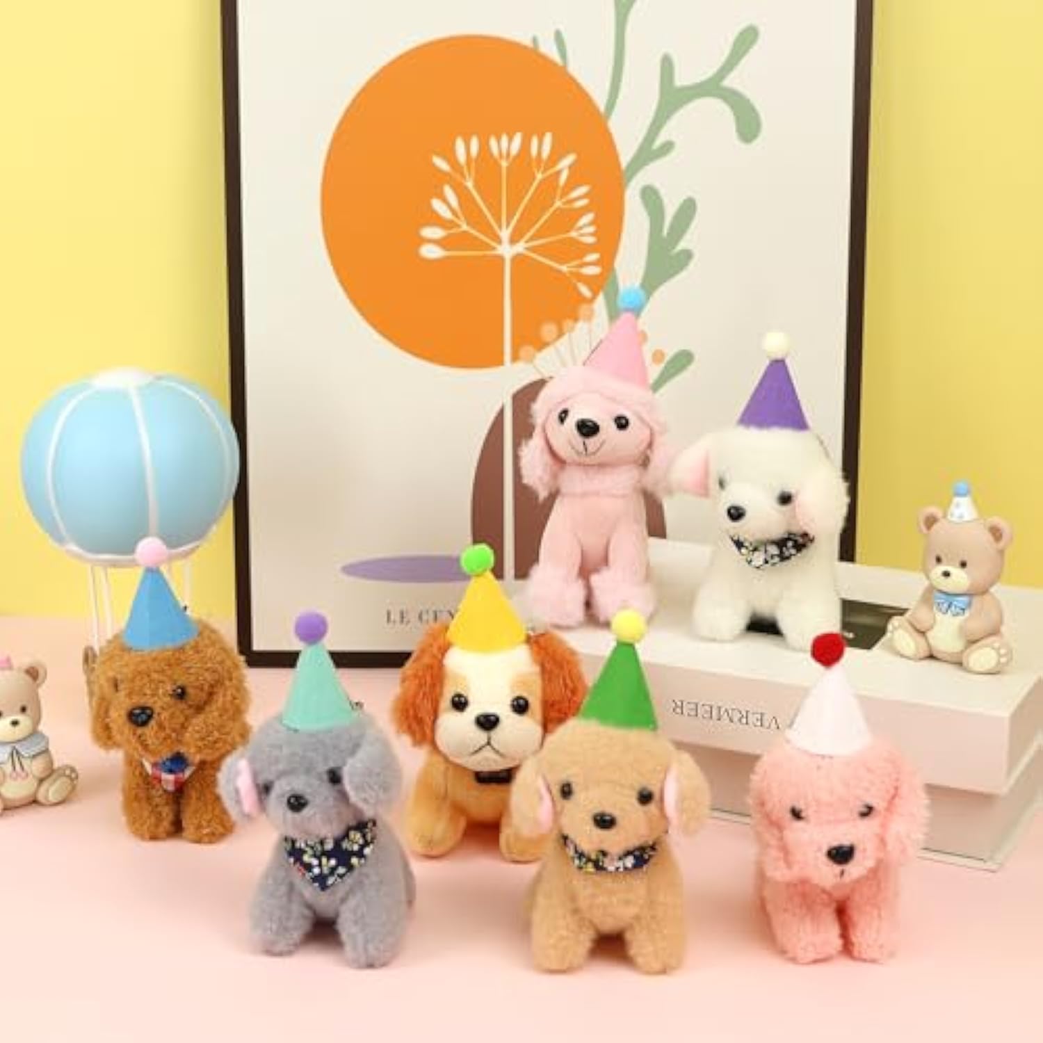 24 Pack Mini Party Hats For Stuffed Animals Figures, Tiny Finger Hats For Mini Toys Dinosaur Animal For Birthday Party Decoration Cake Toppers