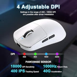 R1 Se+ Wireless Gaming Mouse, 18000 Dpi, High-Precision Paw3395 Se Sensor,55G Lightweight,Tri-Mode 2.4G/Bt5.0/Usb-C Gaming Mouse, Programmable Ergonomic Mice Suitable For Laptops/Pc/Mac (White)