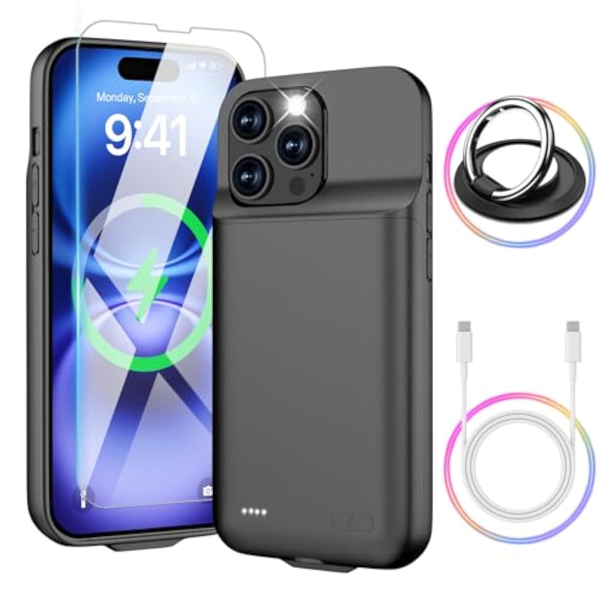 Battery Case For Iphone 16 Pro Max - Slim Charging Case, Dual 15W Fast Charge - Enhanced 8600Mah Rechargeable Priority Charging Premium Battery Charger Cases For Iphone 16 Pro Max (6.9")