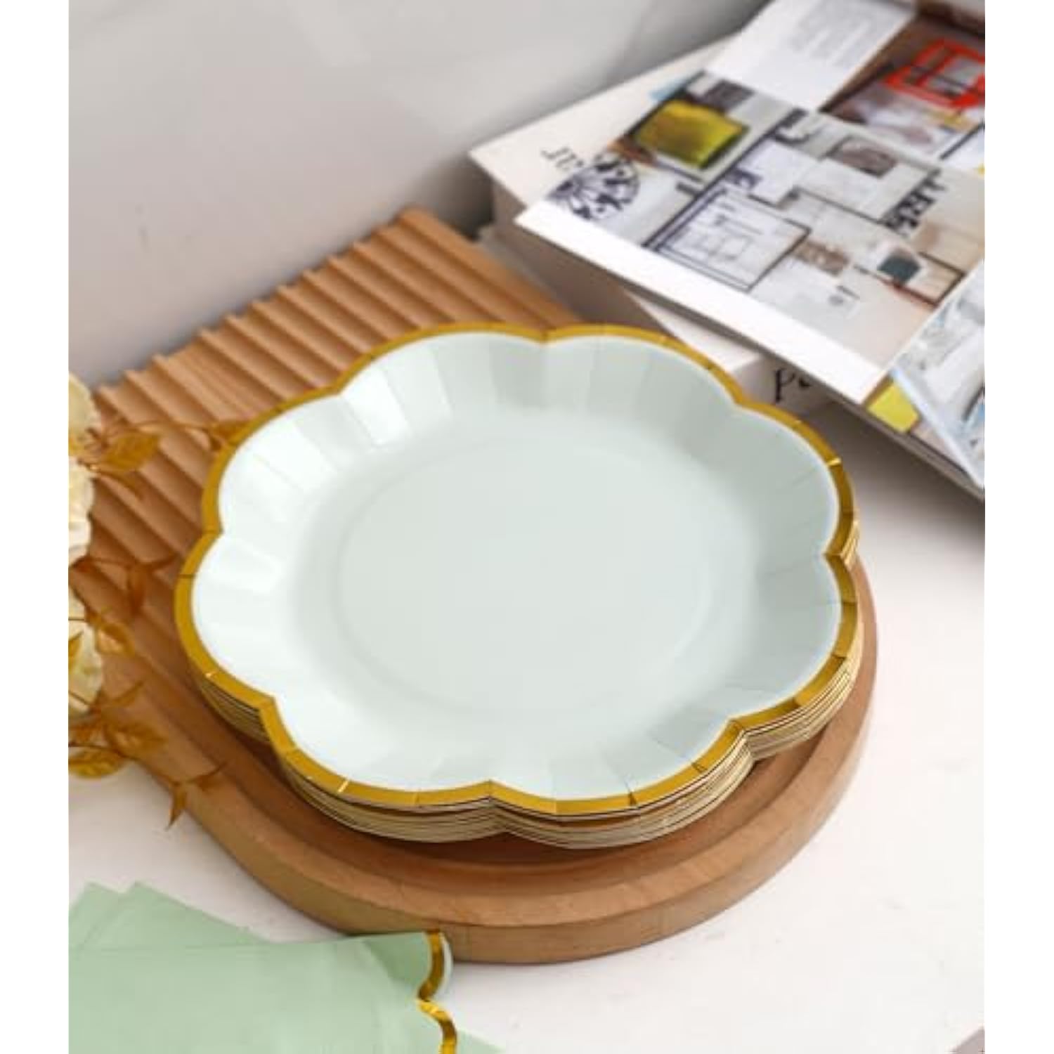 Sage Green Paper Plates & Napkins - 24 Pk for Garden, Tea, Baby Shower, Wedding