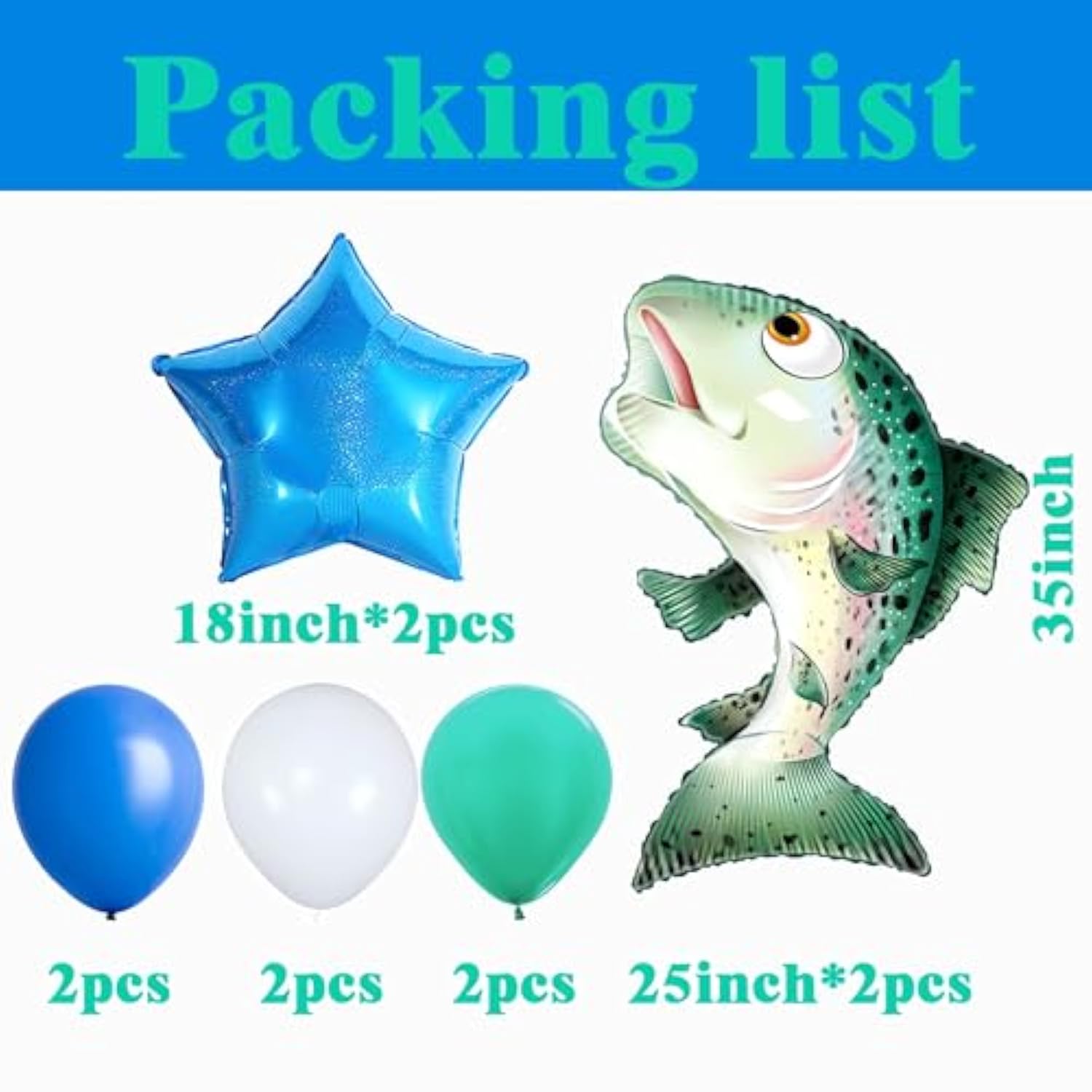 10Pc Rainbow Trout/Salmon Balloons: Fishing Party Supplies for Fisherman/Father's Day