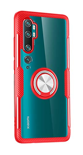 Clear Case for Xiaomi Mi Note 10/Mi Note 10 Pro with Ring Holder, Slim Fit Transparent Hard PC Cover Xiaomi Mi Note 10 Pro Case with Metal Plate for