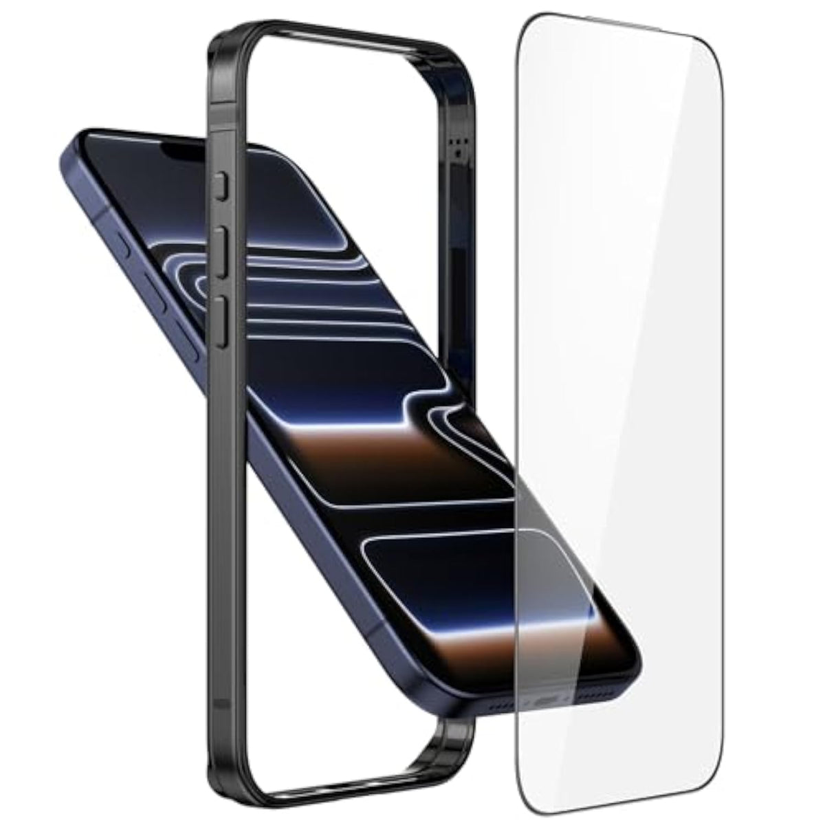 Metal Bumper Case For Iphone 17 Pro, Aluminum Frame Slim Case [Soft Silicone Inner Bumper][Raised Edge Protection] Hd Tempered Glass Screen Protector Cover For Iphone 17 Pro Black