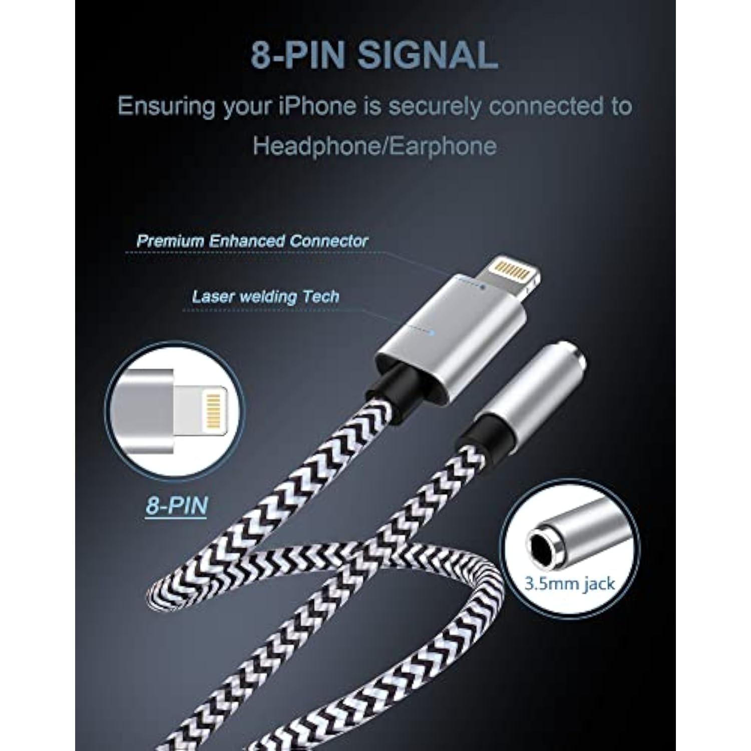 2Pack Iphone Headphone Adapter, [Apple Mfi Certified] Lightning To 3.5Mm Headphone/Earphone Audio Aux Jack Adapter Iphone Aux Adapter Dongle For Iphone 14 13 12 11 Pro Max Plus Mini Xr Xs 8 Ipad Ipod