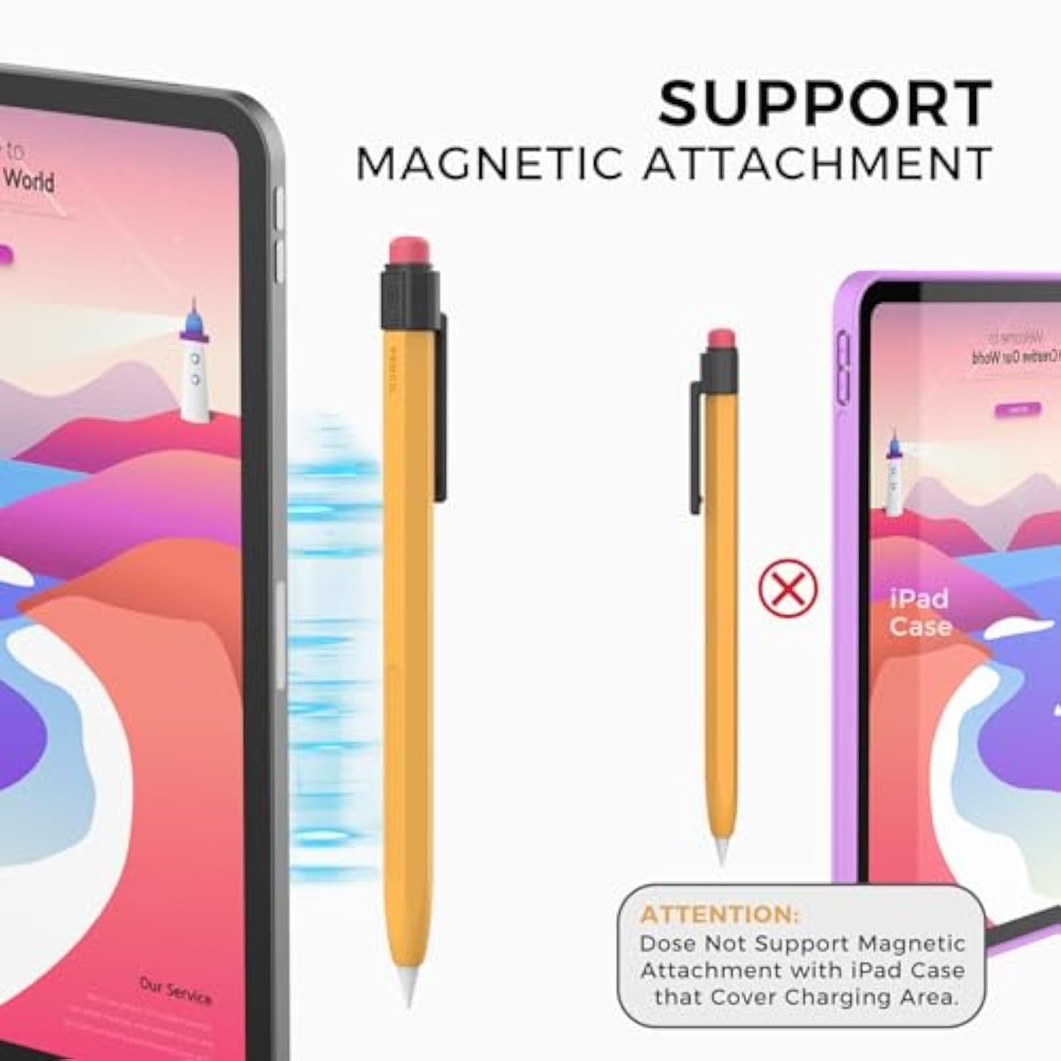 Ipencil Case Sleeve Silicone Protective Cover Perfect Grip Skin Classic Design With Sturdy Clip Compatible With Apple Pencil 2Nd Generation (Classic)