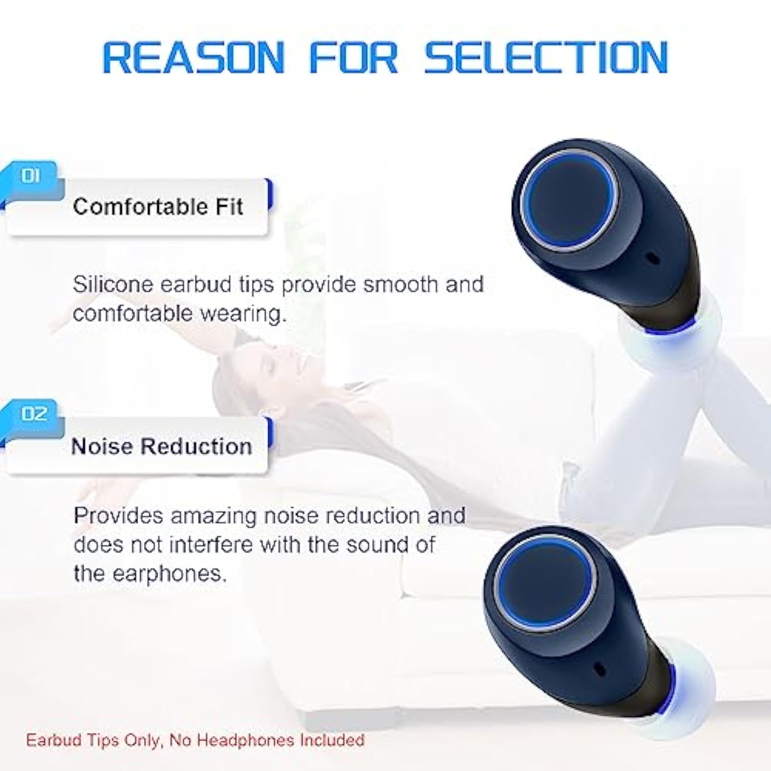 3 Pairs Replacement Silicone Eartips Earbuds Eargels Compatible With Jbl Tune120 Tune125 T120Tws T125Tws Earphones-Blue&White